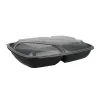 Black 35 oz. Three-Compartment Medium Rectangle Container (22-6.5-6.5 oz.)
