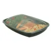 Black 30 oz. Medium Rectangle Container with Clear Dome Lid