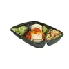 Black 35 oz. Three-Compartment Medium Rectangle Container (22-6.5-6.5 oz.)