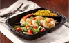 Black 35 oz. Three-Compartment Medium Rectangle Container (22-6.5-6.5 oz.)