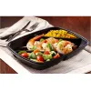 Black 35 oz. Three-Compartment Medium Rectangle Container (22-6.5-6.5 oz.)