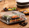 Black 12" Four-Compartment with Center Compartment Round Stackable Party Platter (4x8-12 oz.)