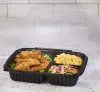 Classic Dual Color 8x11 3 Compartment Rectangle Hinged Container