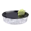 Black 16" Onyx Round Platter with Clear High Dome Lid