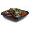Black 32 oz. Large Square Bowl with Clear Dome Lid 