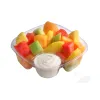 Clear 32 oz. Square Container with 4.5 oz. Dip Cup Compartment and Clear Flat Lid