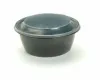Black 12 oz. Small Round Container with Clear Dome Lid