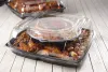 Black 10" Four-Compartment Round Stackable Party Platter with Clear Dome Lid (4x6 oz.)