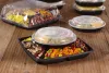 Black 10" Four-Compartment Round Stackable Party Platter with Clear Dome Lid (4x6 oz.)