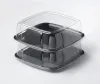 Black PP 12" Mozaïk® Square Platter with Clear Dome Lid