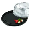 Black 16" Onyx Round Platter with Clear High Dome Lid