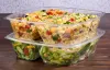 Clear PET 160 oz. Two-Compartment Pop-Top Square Bowl