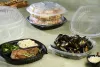 Classic Dual Color 10" x 10" 3 Compartment Square Hinged Container