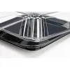 Black 12" UltraStack® Square Platter with Clear 3" Dome Lid 