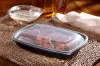Black 30 oz. Medium Rectangle Container with Clear Dome Lid