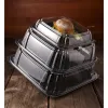 Black 16" UltraStack® Square Platter with Clear 3" Dome Lid
