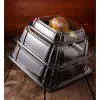 Black 16" UltraStack® Square Platter with Clear 3" Dome Lid
